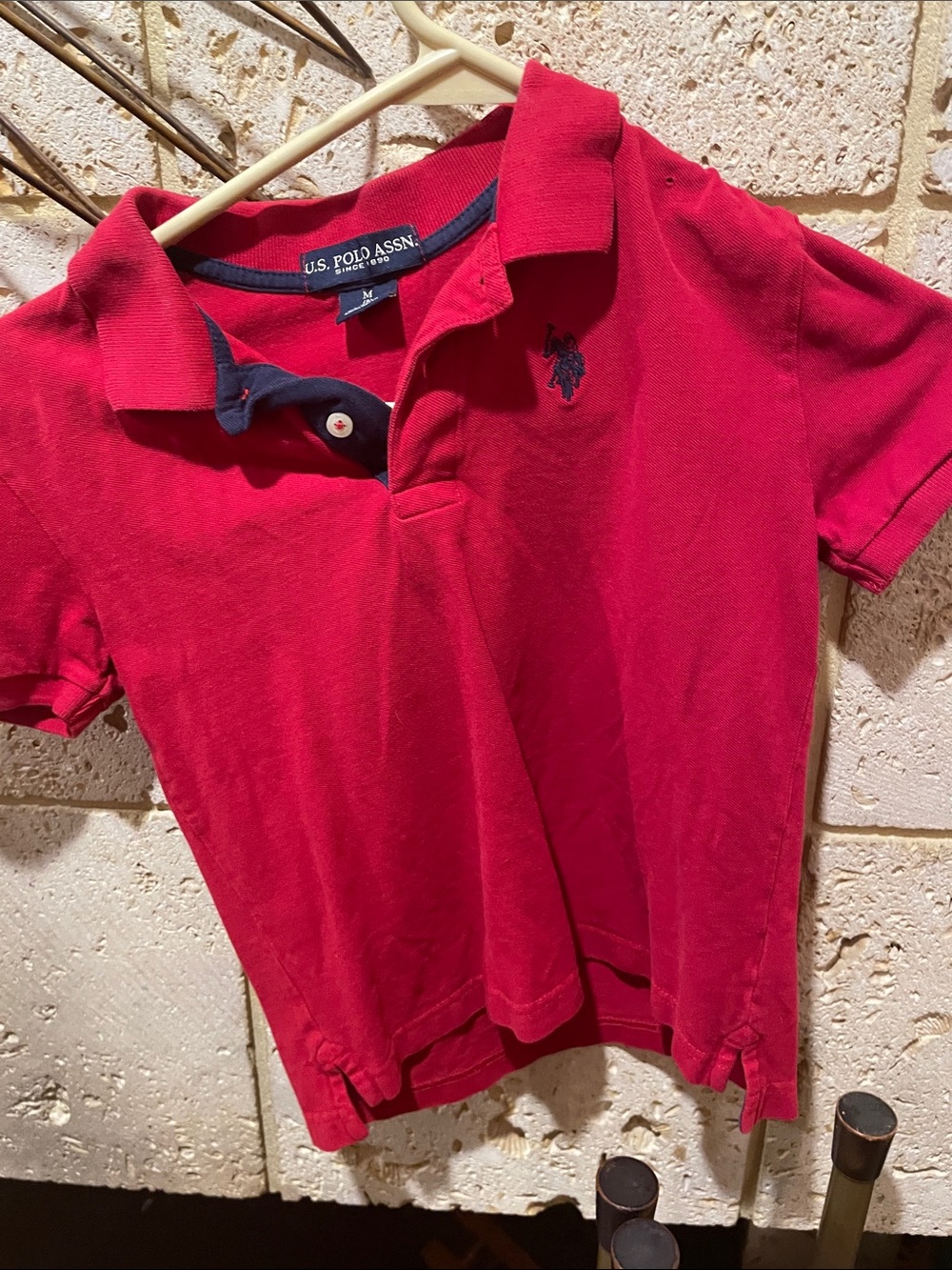 U.S. Polo Assn. Bright Red Boys' Polo with Navy Accents